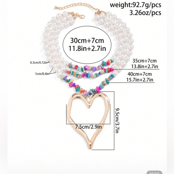 New Multicolor Pearl Heart Necklace - Picture 5 of 5